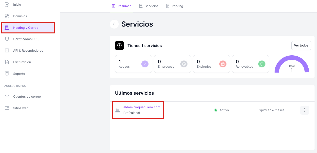 Accedir al panell de gestió d'un hosting