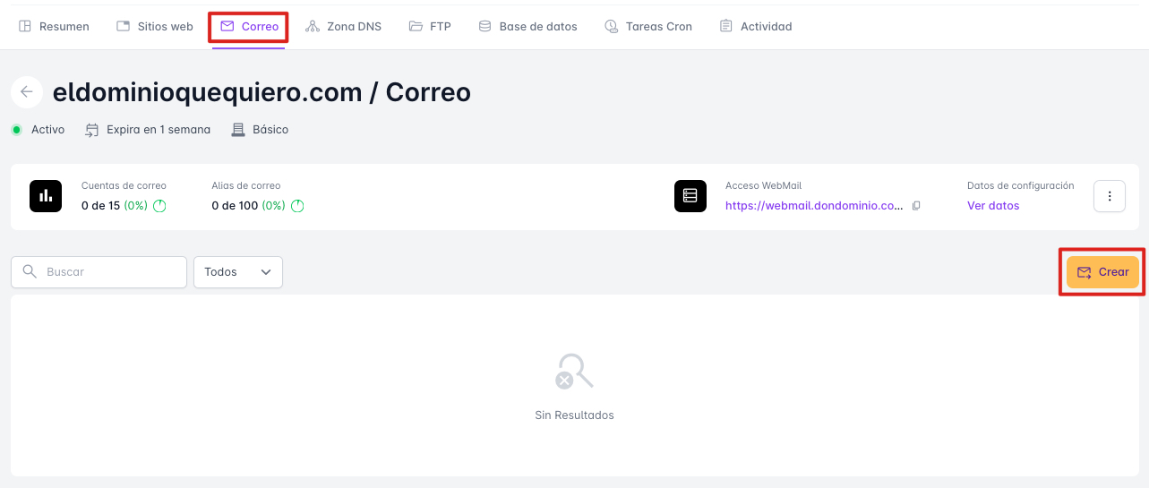 Panel comptes de correu