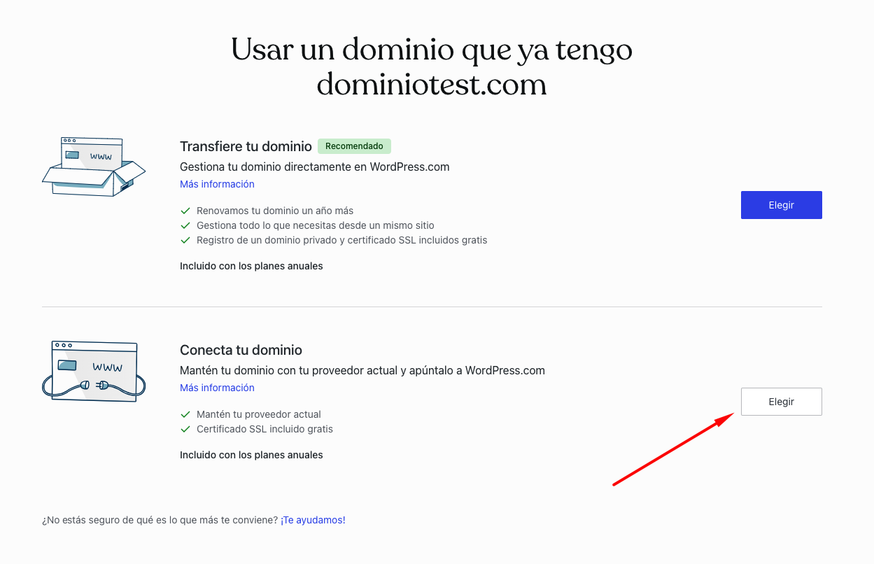 Conecta tu dominio