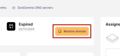 Button to recover domain
