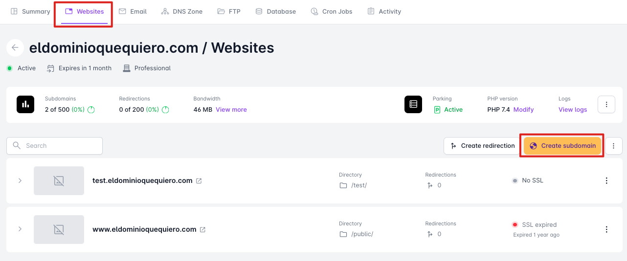 Websites Section
