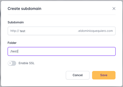Create subdomain