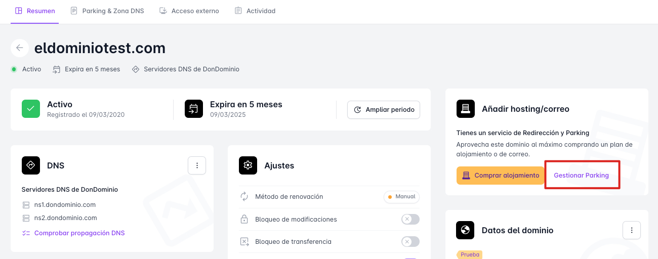 Gestionar Pàrquing