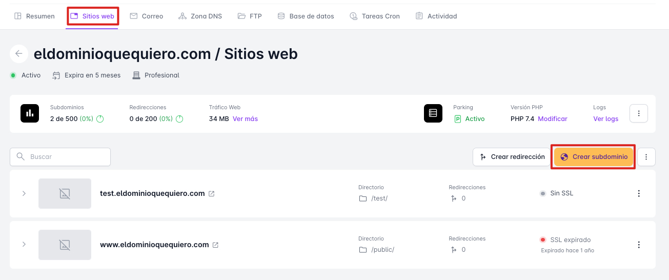 Apartat Llocs web