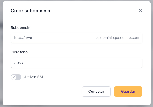 Crear subdomini
